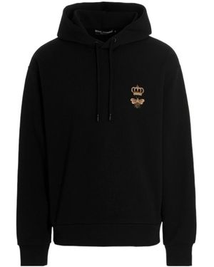 Dolce & Gabbana Logo Embroidered Drawstring Hoodie - Black