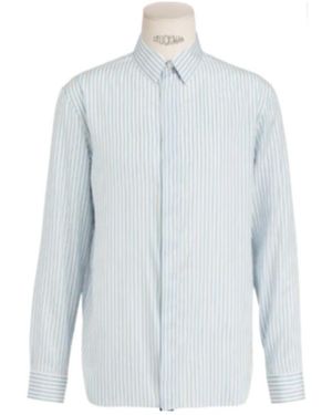 Dior Homme Pinstriped Long-Sleeved Shirt - Blue
