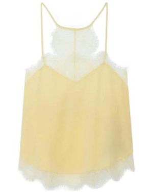 Zadig & Voltaire Claudy Lace-Trim Silk Top - Yellow