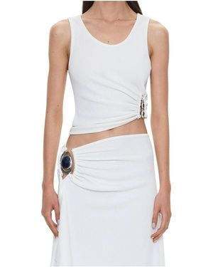 Christopher Esber Droplet Crystal Ruched Tank Top - White