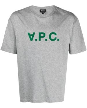 A.P.C. Logo Printed Crewneck T-Shirt - Grey