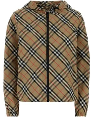 Burberry Checked Hooded Zip-Up Jacket - Multicolour