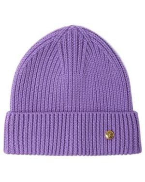 Versace Ribbed Wool Knit Beanie - Purple