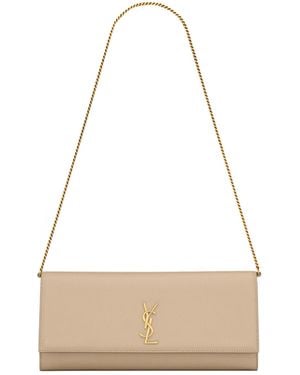 Saint Laurent Kate Foldover Top Clutch Bag - White
