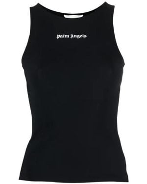 Palm Angels Logo-Print Tank Top - Black