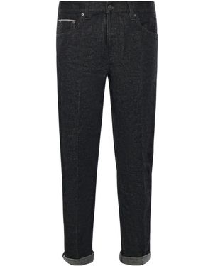 Dondup Turn-Up Straight-Leg Jeans - Black