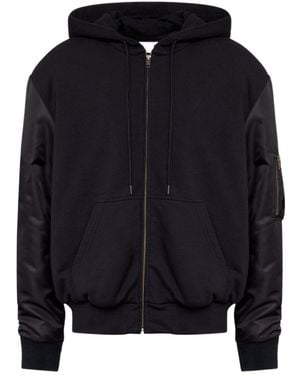 MM6 by Maison Margiela Zip-Up Gathered-Sleeve Hoodie - Blue