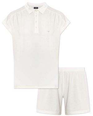 Emporio Armani Button-Up Short Pajamas - White