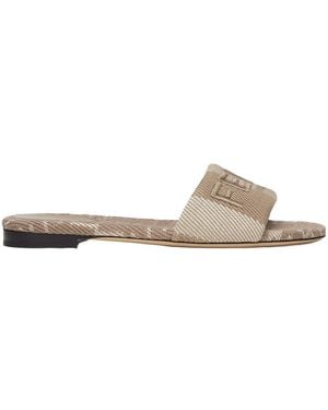 Fendi Sunshine Denim-Effect Jacquard Slides - White