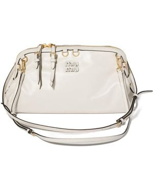 Miu Miu Caprice Shiny Leather Clutch - White