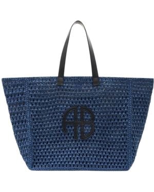 Anine Bing Rio Large Woven Tote Bag - Blue