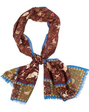 Drake's Unicorn Printed Scarf - Brown