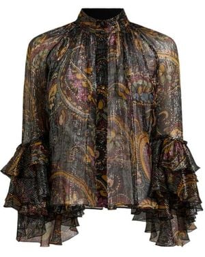 Etro Mandarin-Collar Shirt - Brown