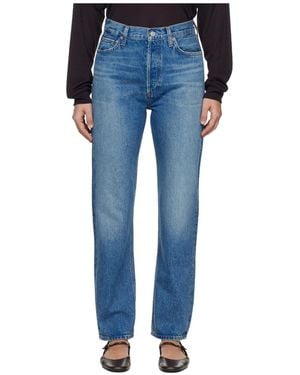 Agolde 90S Pinch Waist High Rise Straight Jeans - Blue