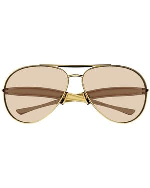 Bottega Veneta Eyewear Aviator Frame Sunglasses - Metallic