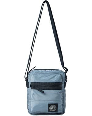 Stone Island Compass Logo-Patch Shoulder Bag - Blue