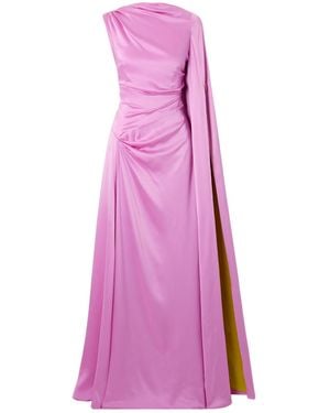 ROKSANDA Oma Cape-Effect Draped Silk-Satin Gown - Purple