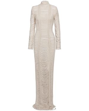 Balmain Openwork Macramé Maxi Dress - White