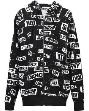Moschino Logo Printed Hooded Casual Jacket - Black