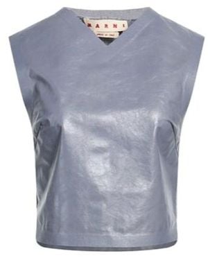 Marni Leather Short Top - Blue