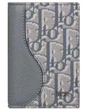 Dior Saddle Vertical Bifold Card Holder - Gray