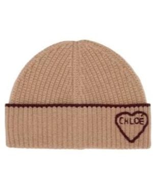 Chloé Turn-Up Knit Hat - Brown