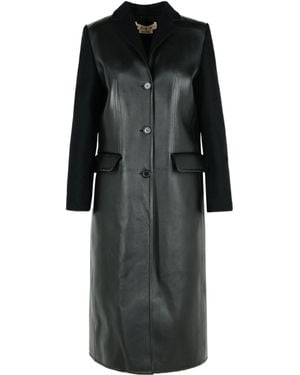 Marni Wool-Panel Leather Coat - Black
