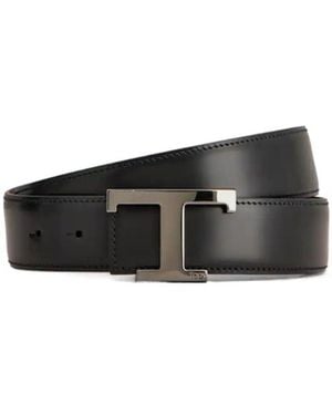 Tod's Reversible Logo Plaque Buckle Belt - White