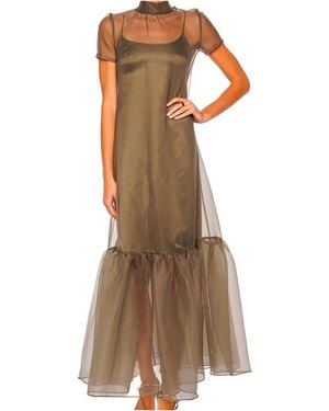 STAUD Calluna Thyme Sheer Organza Maxi Dress - Brown