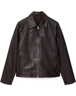 AllSaints Long-Sleeved Leather Jacket - Black