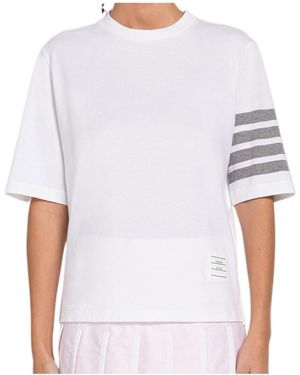 Thom Browne 4 Bar Striped Crewneck Jersey T-Shirt - White