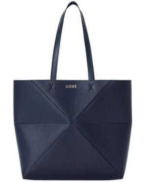 Loewe Medium Puzzle Fold Tote Bag - Blue