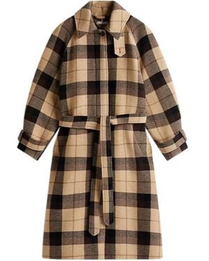 Tommy Hilfiger Check Wool Blend Oversized Belted Coat - Brown