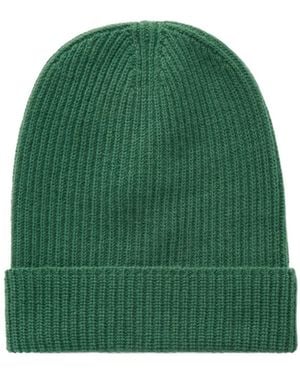 The Elder Statesman Statesman Ribbed Cashmere Beanie - Green