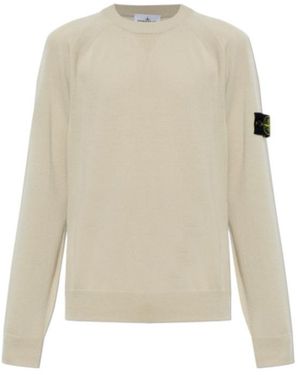 Stone Island Logo Patch Crewneck Jumper - White