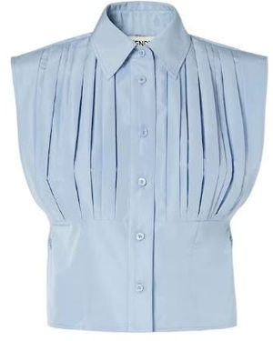 Fendi Sleeveless Pleated Top - Blue