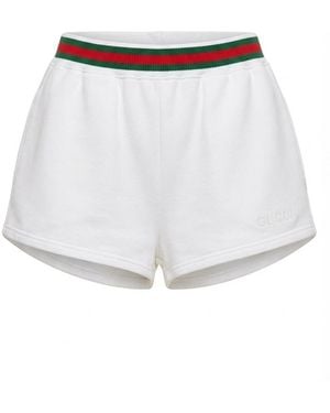 Gucci Cotton Jersey Shorts With Web, Ready-To-Wear - White