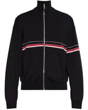 Versace Embroidered-Logo Cotton-Knit Zip Cardigan - Black
