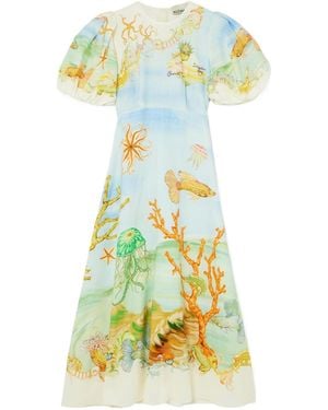ALÉMAIS Waist-Cinched Midi Dress - White