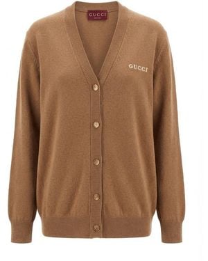 Gucci Cashmere Cardigan With Intarsia - Brown