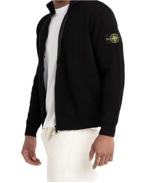 Stone Island Ghost Logo-Patch Cardigan - Black