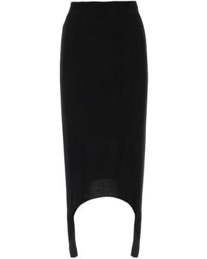 Patou Elasticated Waistband Asymmetric Hem Midi Skirt - Black