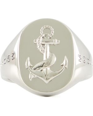 McQueen Anchor Signet Ring - White