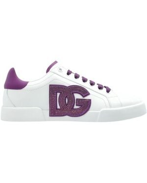 Dolce & Gabbana Portofino Dg Logo Patch Trainers - Purple