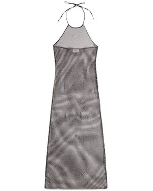 Ami Paris Embellished Halterneck Maxi Dress - Gray
