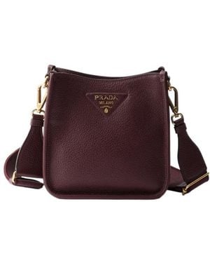 Prada Mini Leather Shoulder Bag - Red