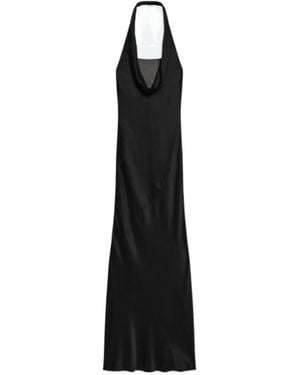 Helmut Lang Silk Bias-Cut Cowl Neck Maxi Dress - Black