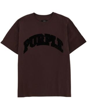 Purple Brand Logo Embellished T-Shirt - Brown