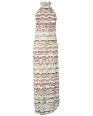 Missoni Zigzag-Knit Halterneck Dress - White