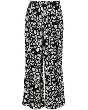 Marni Floral Crepe Straight Trousers - Black